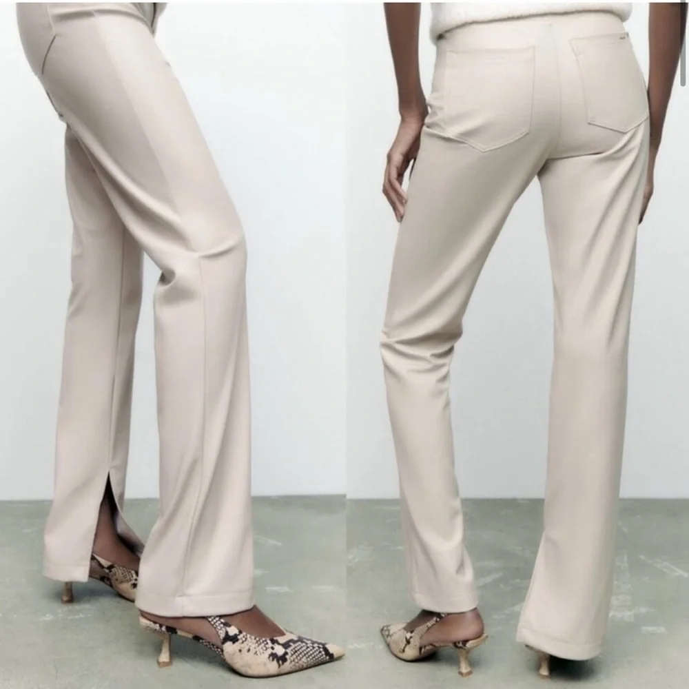 NWT Zara High Rise Faux Leather Split Ankle Bloggers Favorite Pants - Picture 4 of 9